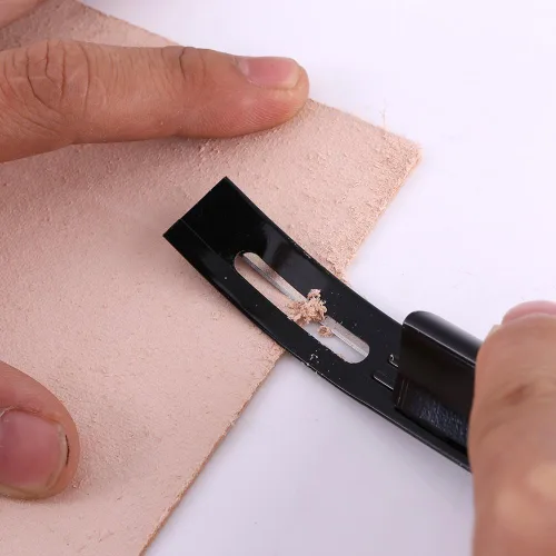 Vista 7 de Esquiador de seguridad negro biselador adelgazamiento cuero artesanía hoja DIY dobla costura herramienta