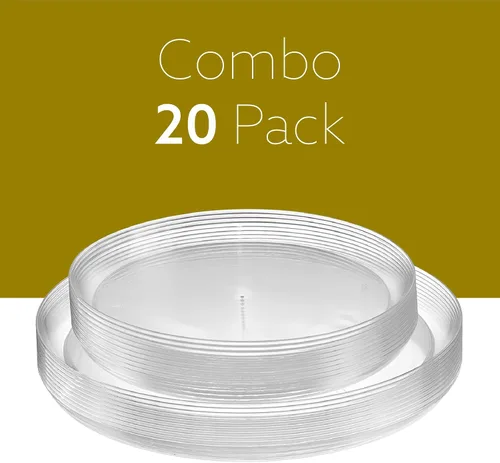 Vista 8 de PLASTICPRO - Platos de plástico transparente para fiesta, platos desechables elegantes y pesados de alta calidad (20, transparente)