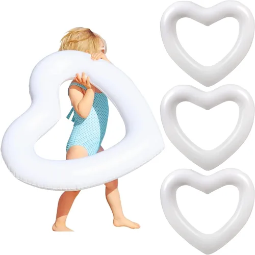 Vista 17 de LOTELI - Flotadores de piscina con forma de corazón originales para adultos, más gruesos y fuertes, flotadores inflables grandes para fiestas