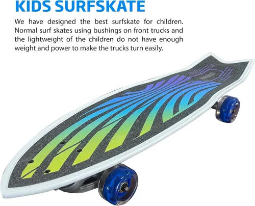 Vista 2 de Surfskate - Patineta para niños, patineta de surf, patineta, rueda delantera que gira fácilmente para niños, gran potencia de bombeo, camiones