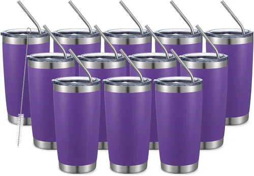 Vista 37 de COMOOO Vaso Térmico de 20 onzas al por Mayor con Aislamiento al Vacío de Doble Pared, Taza de Viaje de Acero Inoxidable con Tapa y Pajita