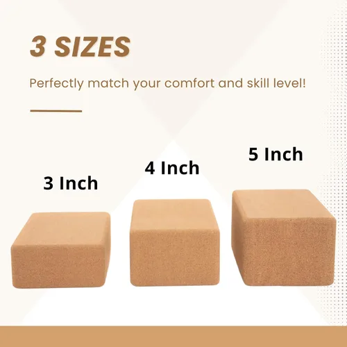 Vista 4 de Everyday Yoga Bloque de yoga de madera de corcho de alta densidad, mejora la fuerza, flexibilidad con soporte de mano de entrenamiento de ladrillo