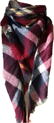 Vista 38 de Wander Agio - Bufanda envolvente con diseño a cuadros o triangular para mujer, cálida y larga, de punto, sensación de cachemira, chal