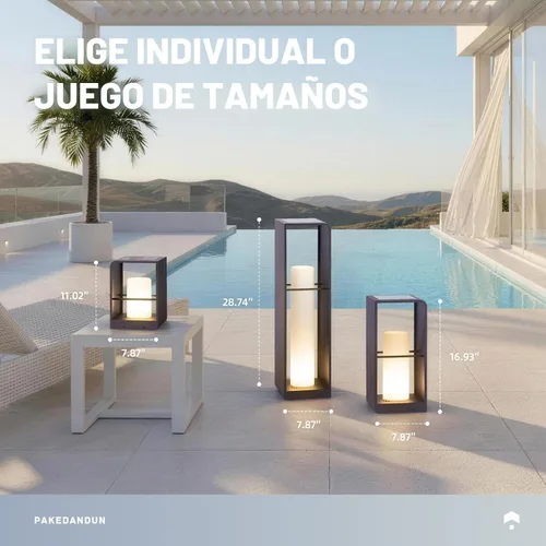 Vista 6 de Faroles solares para exteriores impermeables IP65, lámpara de pie LED para exteriores