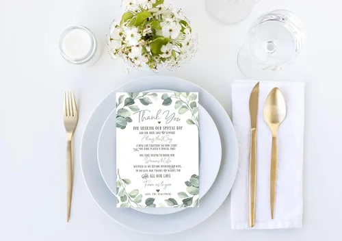 Vista 3 de Your Main Event Prints 50 tarjetas de decoración de eucalipto para boda, perfectas para añadir a centros de mesa y decoraciones de boda