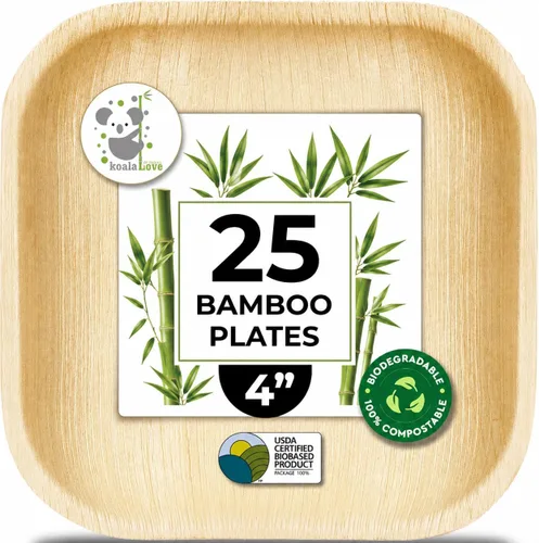Vista 10 de KoalaLove - Platos de bambú desechables de hoja de palma de 2.5 pulgadas, platos compostables biodegradables, la mejor alternativa a los platos