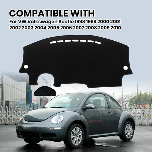 Vista 2 de Cubierta para tablero de salpicadero, alfombrilla para 1998-2010 VW Volkswagen Beetle (Negro con borde)