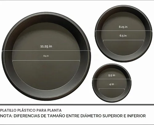 Vista 6 de Platillo para plantas, paquete de 6 bandejas de goteo, base de maceta, bandeja de drenaje de plástico resistente para plantas de interior y jardín
