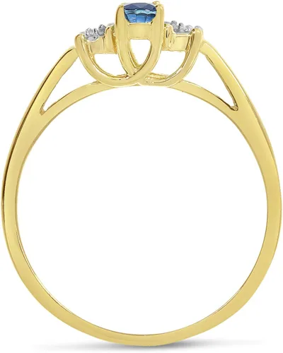 Vista 6 de Anillo de zafiro y diamante en oro amarillo de 14 quilates