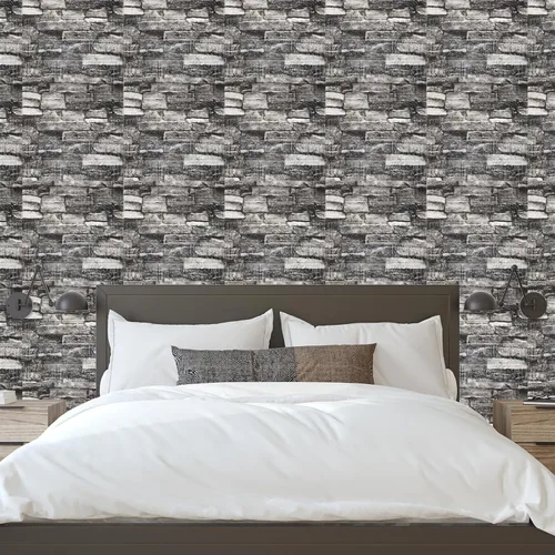 Vista 6 de uxcell Paneles de pared 3D para despegar y pegar, 30 piezas de papel tapiz de ladrillo de espuma para dormitorio, panel de pared de piedra