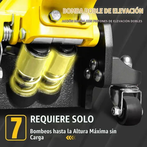 Vista 3 de YELLOW JACKET - Gato de piso de aluminio completo de 3 toneladas, ultra ligero, de bajo perfil, hidráulico, para auto de carreras con bombas duales