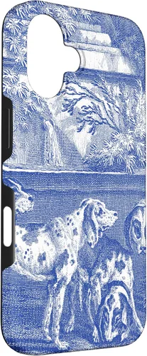Vista 3 de Vintage Blue French Toile Hound Dogs Case for iPhone 16