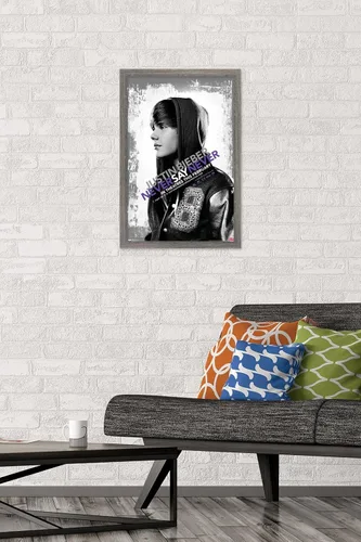 Vista 2 de Trends International Justin Bieber - Póster de pared con texto en inglés "Never Say Never Say Never", 14.725 x 22.375 pulgadas, versión enmarcada