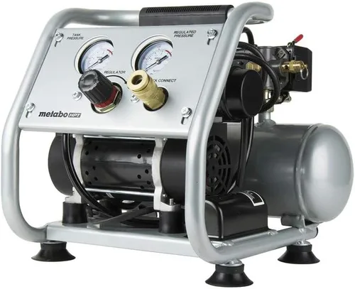 Vista 7 de Metabo HPT Compresor de aire silencioso, compresor de aire portátil sin aceite de 1 galón, funcionamiento ultrasilencioso a 59 dB, acoplador rápido