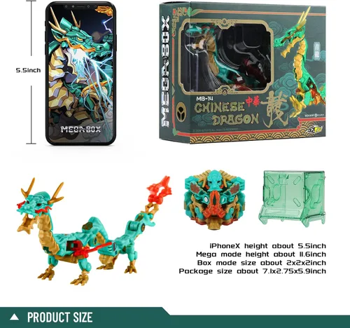 Vista 6 de 52TOYS MEGABOX - Figura de acción de juguete de deformación de dragón chino, juguetes de conversión en mecha y cubo, regalo perfecto para fiesta