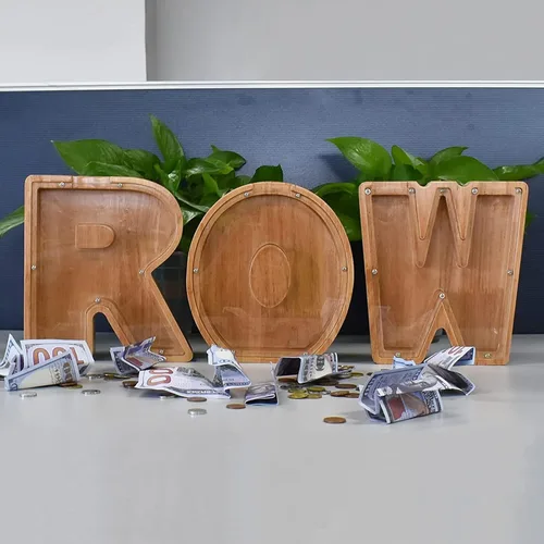 Vista 8 de Alcancía de madera con letras para niños y niñas, 26 letras del alfabeto, caja de ahorro de dinero, regalo de cumpleaños para niños y adultos C