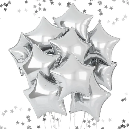 Vista 30 de Globos de estrellas rojas, azules y negras, globo de papel de aluminio de 18 pulgadas para helio, paquete de 10 globos rojos y azules, globo de Negro
