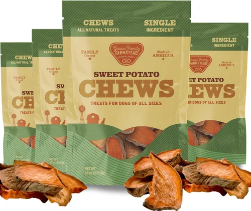 Vista 14 de Gaines Family Farmstead Golosinas para perros, bolsa de 8 onzas, masticables de batata de un solo ingrediente para perros, alternativa de cuero