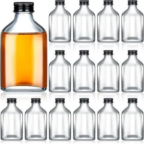Vista 10 de Patelai 1 mini botellas de vidrio a granel con tapas, botellas de licor transparentes, botellas vacías de alcohol, embotellado de bebidas