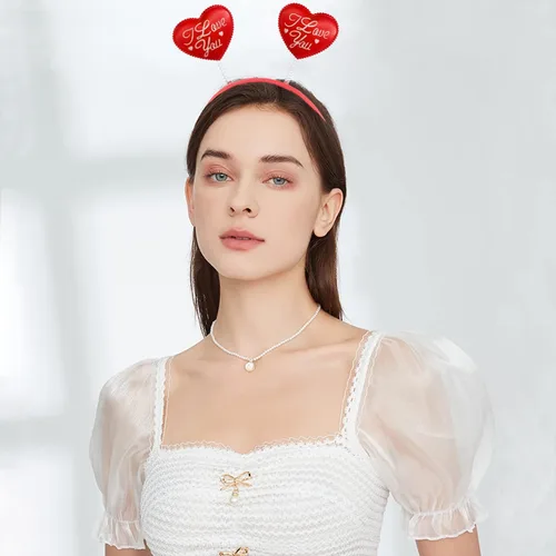 Vista 2 de 2 diademas de corazón para el día de San Valentín, diadema de amor, diadema de corazón rojo, bandas para el cabello para mujer, disfraz