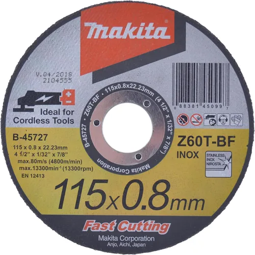 Vista 9 de Makita B-46143 - Rueda de corte ultrafina de 4” x 0.032” x 5/8”, acero inoxidable