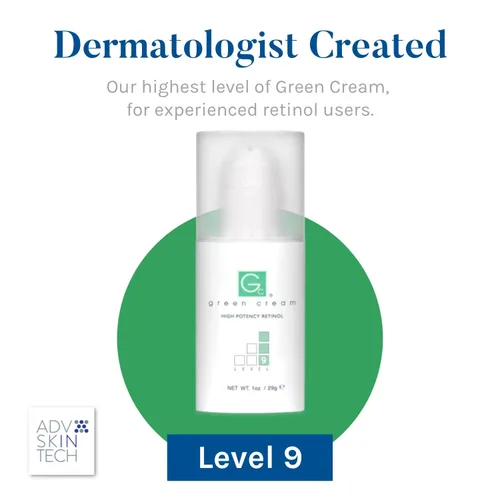 Vista 2 de Retinol crema verde, nivel 9, alta potencia, bomba sin aire, 1 onza