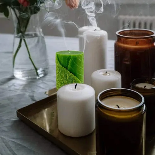 Vista 6 de Molde de vela de hoja de árbol, molde de jabón de arcilla de silicona, para hacer cera de soja, velas de cera de abejas, arte hecho a mano