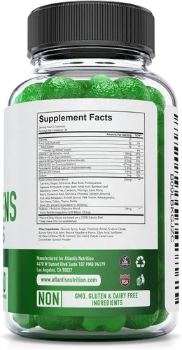 Vista 4 de Gomitas Supergreens & Ashwagandha – Ashwagandha promueve la calma y mejora el sistema inmunológico – Deliciosas superverduras con espinaca, brócoli