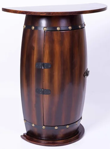 Vista 4 de Vintiquewise Consola de madera del barril del vino, gabinete bloqueable de la tabla final de la barra