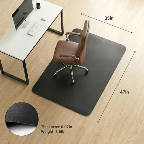 Vista 6 de Tapete para silla rodante de oficina para suelo de madera dura y azulejos, negro, antideslizante, no curvo, tapete para silla debajo del escritorio