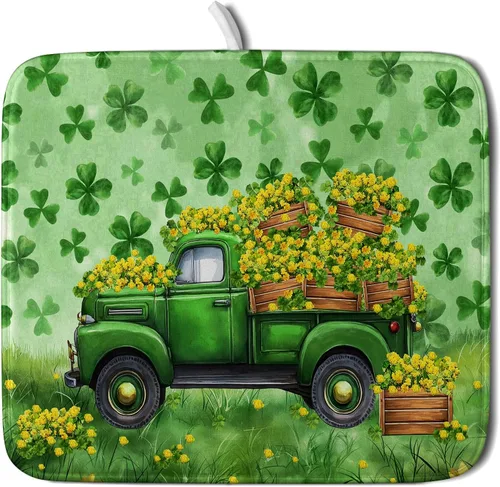 Vista 16 de Alfombrilla de secado de platos para encimera de cocina pequeña absorbente de café de otoño Alfombrilla de secado de microfibra de bosque de otoño