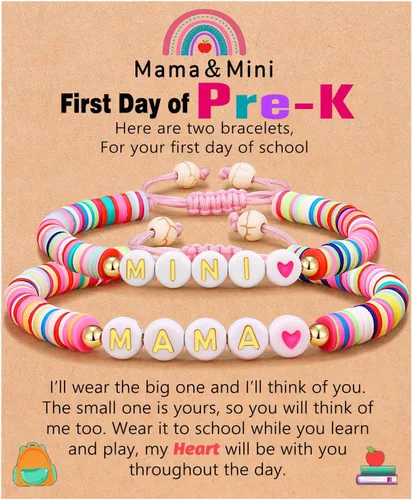 Vista 8 de UNGENT THEM Mama and Mini Back to School Bracelet First Day of School Gifts