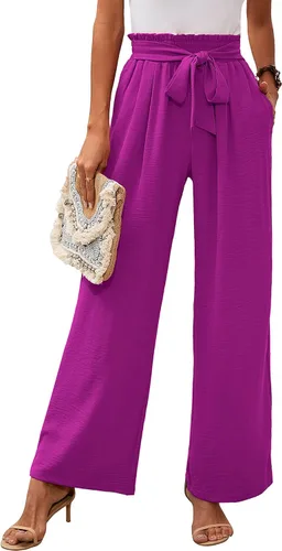 Vista 24 de Heymoments Wide Leg Pant for Women High Waist Trouser A01-negro