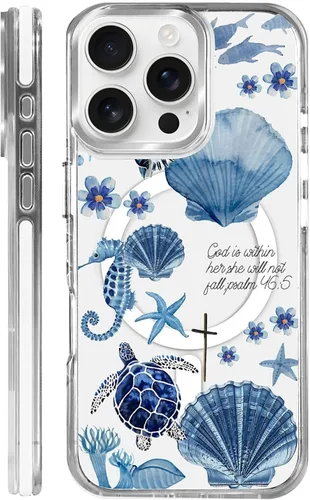 Vista 16 de Funda para iPhone 13 Pro, transparente con bonito patrón de tiburón azul, compatible con Magsafe funda protectora suave para mujeres y niñas (blanco)