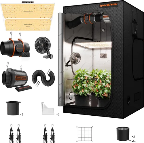 Vista 14 de Spider Farmer Kit completo de tienda de cultivo 2x4 SF2000 Samsung LM301H EVO y regulable Sistema completo de tienda de cultivo 24" x 47" x 71
