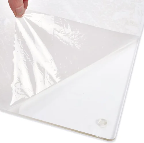 Vista 2 de Tabla de cortar con borde de labio, acrílico transparente, antideslizante, 24 x 18 pulgadas, protector de encimera para cortar y cortar alimentos