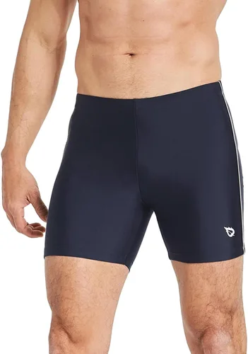 Vista 8 de baleaf Traje de baño deportivo tipo jammer para hombre de compresión de secado rápido con pierna cuadrada slip de natación Negro