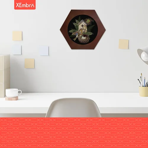 Vista 5 de XEmbro Marco de aro de bordado de madera de 8 pulgadas, marco de exhibición de bordado de madera hexagonal con aro de bordado de 8 pulgadas