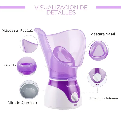 Vista 3 de Vaporizador facial, BeauTy Nymph - Vaporizador facial sauna spa en casa para abrir poros y extraer puntos negros, rejuvenece e hidrata tu piel