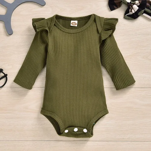 Vista 197 de Aalizzwell Conjunto de mameluco acanalado para bebé recién nacido prematuro para otoño e invierno