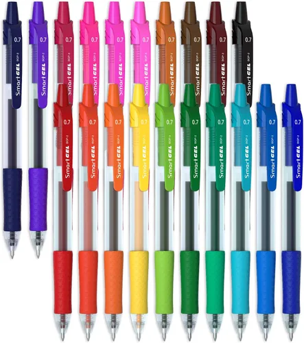 Vista 8 de Juego de bolígrafos de gel Smart Color Art, 16 colores, punta mediana, bolígrafos de tinta de gel retráctiles con agarre cómodo, escritura suave