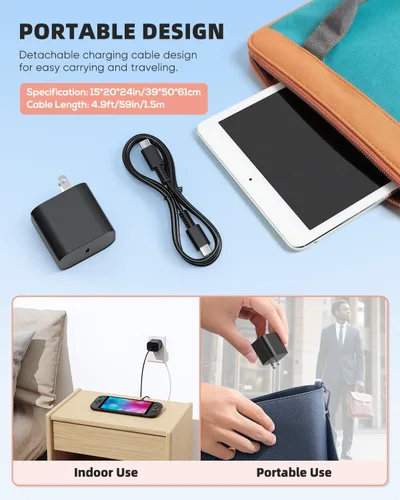 Vista 7 de Cargador Switch 2 Adaptador de corriente de CA de 60 W para Nintendo 21 con cable de 5 pies de largo, compatible con base de TV 4K, fuente de carga