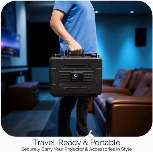 Vista 3 de CASEMATIX Funda de viaje para proyector de carcasa rígida compatible con proyectores Epson VS250 SVGA, VS350 XGA, VS355 WXGA con cable HDMI