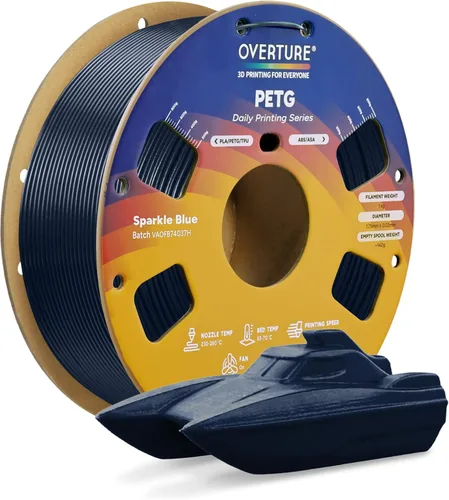 Vista 45 de OVERTURE - Filamento PETG de 1/16 de pulgada (1.75 mm) para impresora 3D y FDM, bien enrollado, duradero, carrete de 4.4 libras, dureza firme
