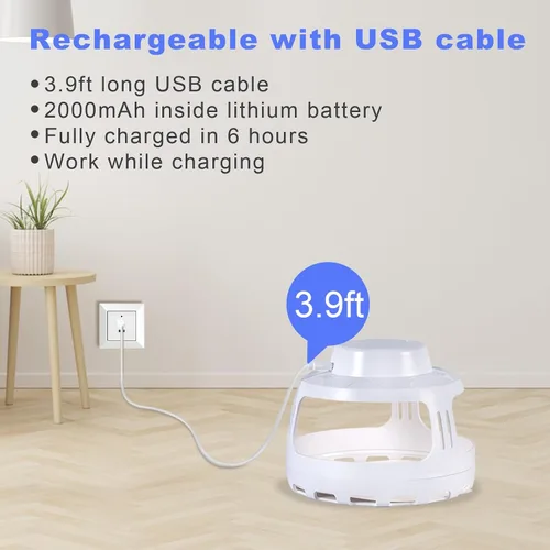 Vista 5 de Trampa para pulgas para el hogar, trampa eléctrica de plagas para interiores con 10 recambios de tablero adhesivo, trampa de luz nocturna