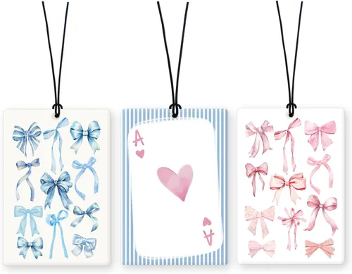 Vista 37 de Lacama Ambientador cristiano para automóvil, 3 piezas, lazo rosa y negro, coqueta con versículo bíblico cristiano, ambientador para mujeres y niñas