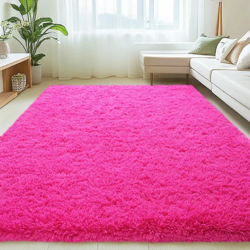Vista 60 de Mugorn - Alfombras suaves y esponjosas de 2 x 3 pies para el hogar, alfombra pequeña con 4 mallas antideslizantes, color negro, 2 x 3 pies