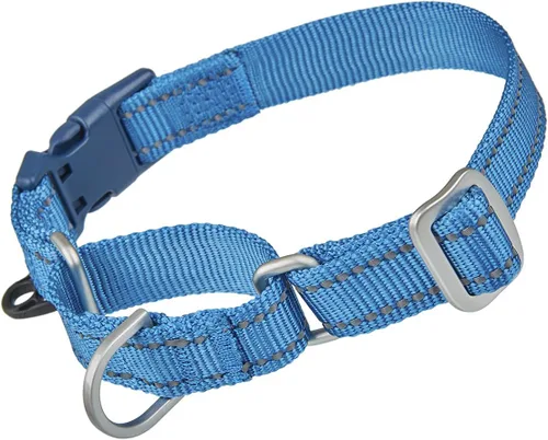 Vista 6 de Collar Martingale - Collar reflectante de nailon con hebilla de liberación rápida de seguridad, a prueba de escapes, antitirones para perros Negro