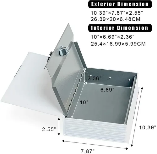 Vista 3 de Caja fuerte grande con forma de libro (tamaño 10.5"×8"×2.6") con cerradura de combinación de seguridad, caja fuerte secreta oculta tipo diccionario
