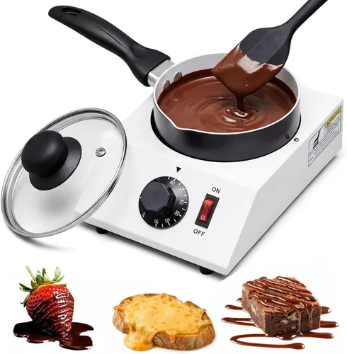 Vista 7 de ROCEEI - Máquina de fusión de chocolate doble olla eléctrica con espátula